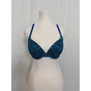 PINK Victoria's Secret 32D Blue Leopard Bra Wear Everywhere